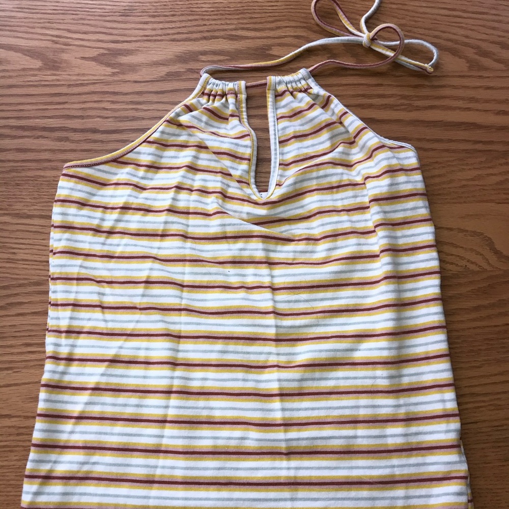 Drawstring Halter Striped Crop Top